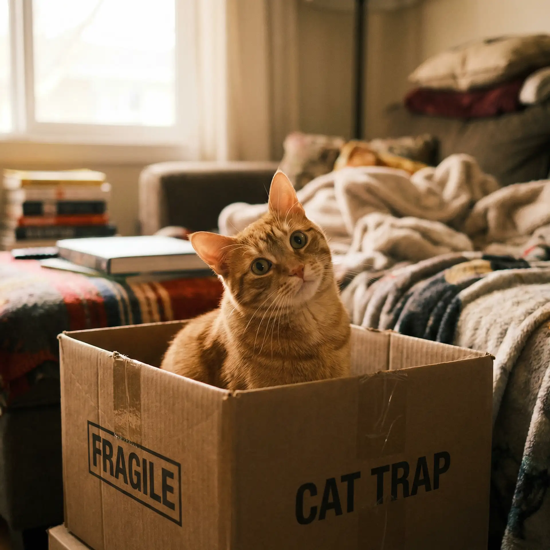 橘猫躲在纸箱里 - 契约宠奴